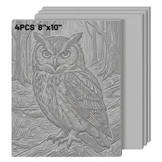Oopsu 판화용 그레이 리놀륨 블록 4개 20.3 x 25.4cm(8 x 10인치) 고무 조각 블록 (0.3cm/0.12인치 두께) - 스탬프 제작 DIY 공예 학교 미, Oopsu 판화용 그레이 리놀륨 블록 4개, 20.3