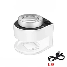 USB 충전식 경 60x 광학 유리 루페 LED UV 조명 우표 쥬얼리 395n, 1개, 02 Rechargeable white