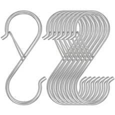 걸이용 S 후크 48팩 안전 버클이 있는 3.5인치 헤비 듀티 S 후크 식물 옷 주방 걸이용 S자형 후크, 01 10 Pack Silver