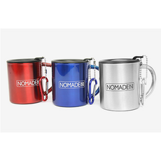 노마드 N-5851 5849 220ml 이중 캠핑 스테인레스 머그컵 카라비너, 블루, 1개