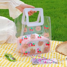 여름 물놀이 바캉스 피크닉 가방 투명 비치백 체리곰 가벼운 여름백 휴양지 pvc