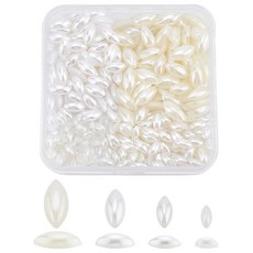 PH PAND &aHall 말 눈 플랫백 펄 크림 하프 비즈 400개 4가지 사이즈 공예 진주 화이트 베이지 DIY 스크랩북 의류 신발 폰 헤어 네일 아트 웨딩 장식 6~1