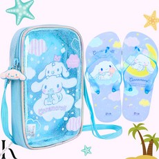 [여름한정 비치샌들 사은품증정] 산리오 글로시 크로스백 투명 핸드폰 미니 어린이 초등학생 학생 여아 가방 숄더백 선물 시나모롤 마이멜로디 쿠로미 비치 샌들 슬리퍼