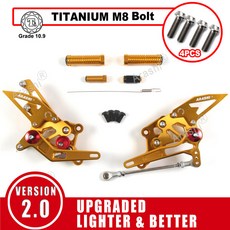 야마하 YZF R3 R25 2015-2023용 아라시 CNC 조절식 풋레스트 풋페그 YZF-R3 YZF-R25 2015 2016 2017 2018 2019 2020 2021, [01] Gold with M8 Bolt