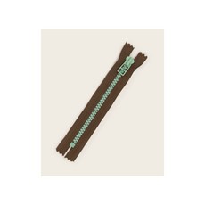 퀼트스타 5호 투컬러 믹스지퍼 15cm_브라운&민트, 브라운&민트, 1개