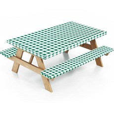 Nimalpal 벤치 커버와 가방이 있는 피크닉 테이블 커버 신축성 가장자리가 캠핑 필수품 커버 (블루), 초록색