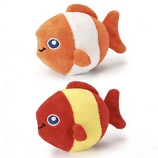 POG-PETA 發聲小丑魚貓咪玩具 逗貓棒 磨牙潔牙, 【橘色小丑魚 I 紅色小丑魚】,9*9.5cm, 1個