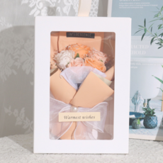 드림코브 미니 비누꽃다발 + 투명 종이상자, 오렌지