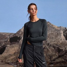 新款女士長袖瑜珈服 圓領修身彈性運動跑步健身上衣 戶外休閒