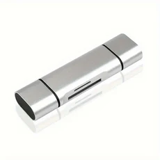 3in 1 USB2.0 카드 리더 OTG 어댑터 타입-C 마이크로 TF SD 메모리 (휴대폰 노트북 카메라용), 01 silvery