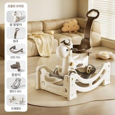 파워쇼퍼 흔들목마 목마 말 붕붕카 말장난감 말타기, 1개, 파이럿 흔들말 초콜릿브라운 난간+푸시로드 포함