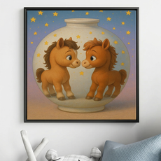 세잔느화실 새해선물 아기말 그림 5종 아이방 꾸미기 그림액자 말그림 달항아리 감성 인테리어 2026 병오년, 블랙메탈액자 (24x24cm)