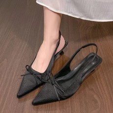 투니스 여성 스틸레토 리본 슬링백 하이힐 3cm