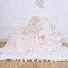 애완견 공주침대 강아지 중형 소형견 침실 베드 쿠션, 1개, 베이지+다채로운 래빗 플리스 담요