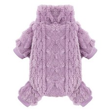 강아지 스웨터 플리스 터틀넥 겨울 강아지 옷 소형견 여아 남아용 따뜻한 플리스 강아지 파자마 우주복 애완동물 옷 강아지 스웨터 파자마 강아지 점프수트 강아지 의상 로즈 핑, Purple2