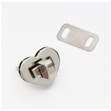 해피베어스 하트 가방 잠금장식 2.5cm, 실버 색상, 2개