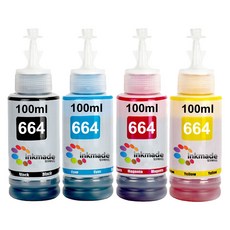엡손 T664 호환 잉크 100ml 4색 세트 L310 L1300 L565 L385 L365 L361 L555 L380 L120 L360 L210 L355, 1세트, [잉크메이드] 검정+파랑+빨강+노랑