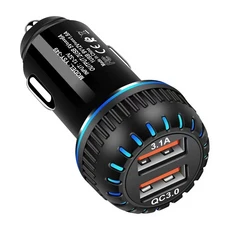 차량용 USB 고속 충전기 더블 포트 어댑터 전화 자동차 액세서리 36W, 02 Black