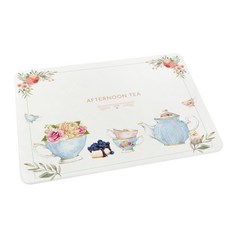 彩繪系列1 硬式珪藻土地墊 55x40x0.9cm 踏墊 吸水墊 簡約 花朵 文青, 1個, 下午茶時光