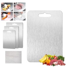 티타늄 도마 주방용 100% 순수 논스틱 양면 및 가정용 식품 등급 스테인리스 스틸, 1, 12" L x 8" W