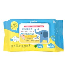 加厚型珍珠紋純水濕紙巾 80抽 有蓋 (嬰兒抗敏), 18套, 80張, 50g