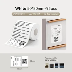 3 롤 NI B21 B3S B1 B31 열 라벨 의류 자체 접착 태그 방수 스마트 오 포켓 프린터, White50x80--3rolls