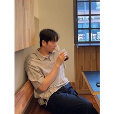 질스튜어트뉴욕 맨 [질스튜어트뉴욕] 라이트그레이 서커 크링클 반팔 셔츠 JNSH3C814G1 442380