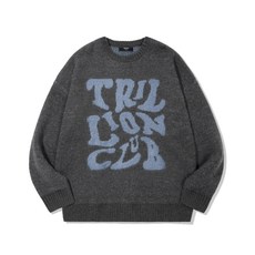 트릴리온 남녀공용 니트/스웨터 헤어리 그래픽 로고 오버핏 TRFKN25CH