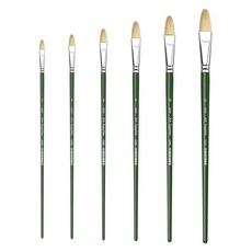 XDT#946 필버트 아티스트 페인트 브러시 6종 세트 미디엄 뻣뻣한 나일론 헤어 엑스트라 롱 핸들 #2#4#6#8#10#12 아크릴 오일 수채화, Hog 2 4 6 8 10 12