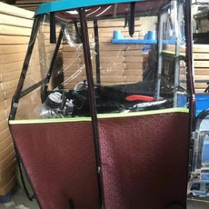 완전 밀폐형 투명 전기 야외 유리 삼륜차 보호 가림막 운전실 캠핑 차양막 장비 캐노피 여행, 해군색 가죽 기모 레인 커튼