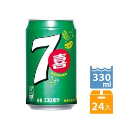 七喜 檸檬口味氣泡飲 330毫升 24入, 1個, 330ml 24瓶/箱
