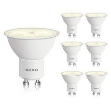 BUBO GU10 LED 전구 6W 상당 50W 3000K 웜 화이트 650루멘 트랙 조명용 조도 조절 불가능한 GU10 전구 교체품 주방 레인지 후드 거실 침실용, 6 Pack, 3000k 온백색