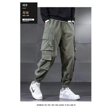 多口袋工裝褲 男款日系潮牌 寬鬆束腳休閒褲