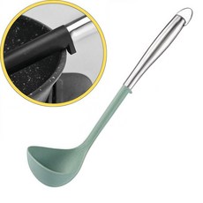 瀝水勺，食品級材質，加長手柄，一體成型，簡約時尚, 綠色湯勺, 1個