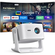 WiFi 블루투스가 지원되는 Google TV 4K 스마트 프로젝터 돌비/오토 포커스가 VOPLLs 실외 침실/홈/셀링용 휴대용 영화폰 무선 게이밍 와이파이, White Smart Google TV Projecto