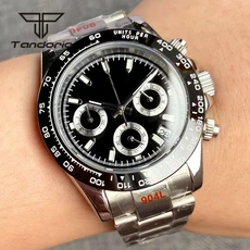 스테인리스 스틸 39mm 다기능 비즈니스 VK63 남성호환 쿼츠 시계 사파이어 글래스 크로노그래프 자동 날짜