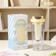 夏季高顏值塑料杯便攜水杯新款女大容量戶外運動簡約杯子, 1個, 0.5L, 米色蓋棕色蓋口:500ml