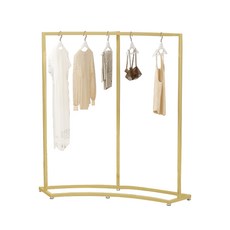 반원형 행거 철제 골드 골드 진열대 타원형 옷가게 짧은 단일봉 118x135cm 공식 표준 구성, 타원형 골드 120x120cm