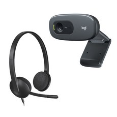 C270 웹캠 H340 헤드셋 세트 온라인 수업 줌 화상회의 개인방송 패키지 유튜브 유튜버, C270 + H340 세트 + 연장케이블