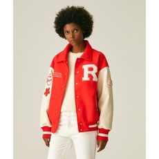 레이디 볼륨 LADY VOLUME UNISEX 60100-1 WOOL VARSITY JACKET ORANGE