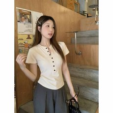 임산부 수유 반팔티 데일리 여성 여름 큰 사이즈 수유 티셔츠 반소매 편안한 반오픈 넥 외출 홈웨어 JXH