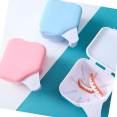 교정기 틀니 치아 보관 전용케이스 틀리 세척 세정 의치통 보관함, 블루, 블루