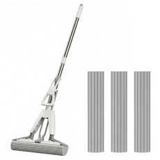 럭키썸 욕실 물기제거기 스펀지 바닥청소 밀대 걸레 + 리필패드 3개, 1세트