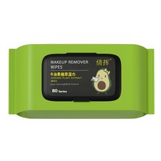 倩挥 酪梨卸妝濕紙巾 80抽超值包+12抽旅行包 溫和深層清潔臉部彩妝, 1個, 80抽-超值包, 80抽