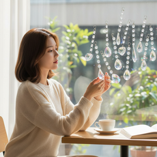 크리스탈 썬캐쳐 윈드차임 2p 현관 창문 인테리어 모빌 풍경 장식 소품 DIY 걸이형, 컬러 2p