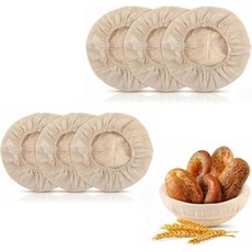 Natural Cotton Bread Proofing Basket Liner 10 Inch Round 6 Pack Banneton Dough Bowl Cover for B, 원형 25.4cm(10인치) 바네톤 라이너 6개