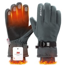 MAPLEAF 3M 신슐레이트 방한장갑 방수 터치스크린 스키 장갑 겨울용 타슬론 보온솜 아르크틱 플리스 안감, Gray, 1개