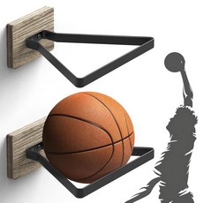 MYKASEN 4피스 농구 홀더 벽 마운트 나무 베이스 볼 디스플레이 랙 스탠드 남아용 스포츠 액세서리 정리함 및 장식 배구 축구 럭비 보관용 홀더(사각형)112605, 삼각형-2개