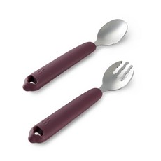 KUKU PLUS 寶寶矽膠不鏽鋼餐具組 附收納盒, 紫色, 1個