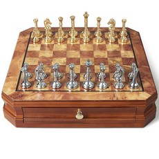 國際象棋 金屬棋子 復古質感 賽事配置 30x30cm, 1個, 紅華章-金銀